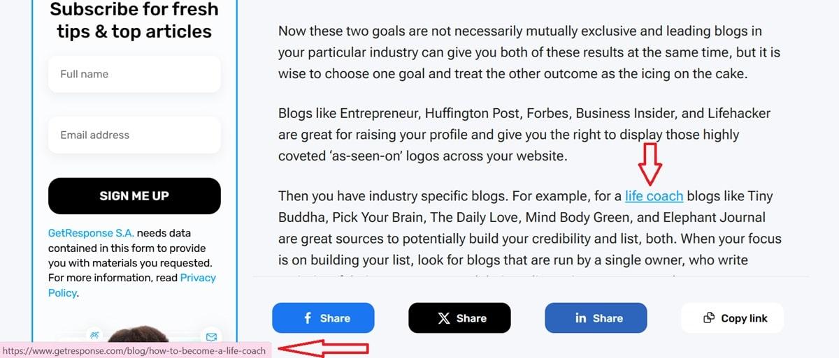 Blog post showing internal linking strategy with descriptive anchor text, demonstrating effective SEO technique for improving search rankings and user navigation